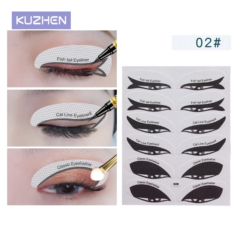 Očné make -up šablóny Nálepky na nálepku Karta Šablóna očné make -up šablón obočie očný tieň make -up šablóna lenivý tvarovací nástroj