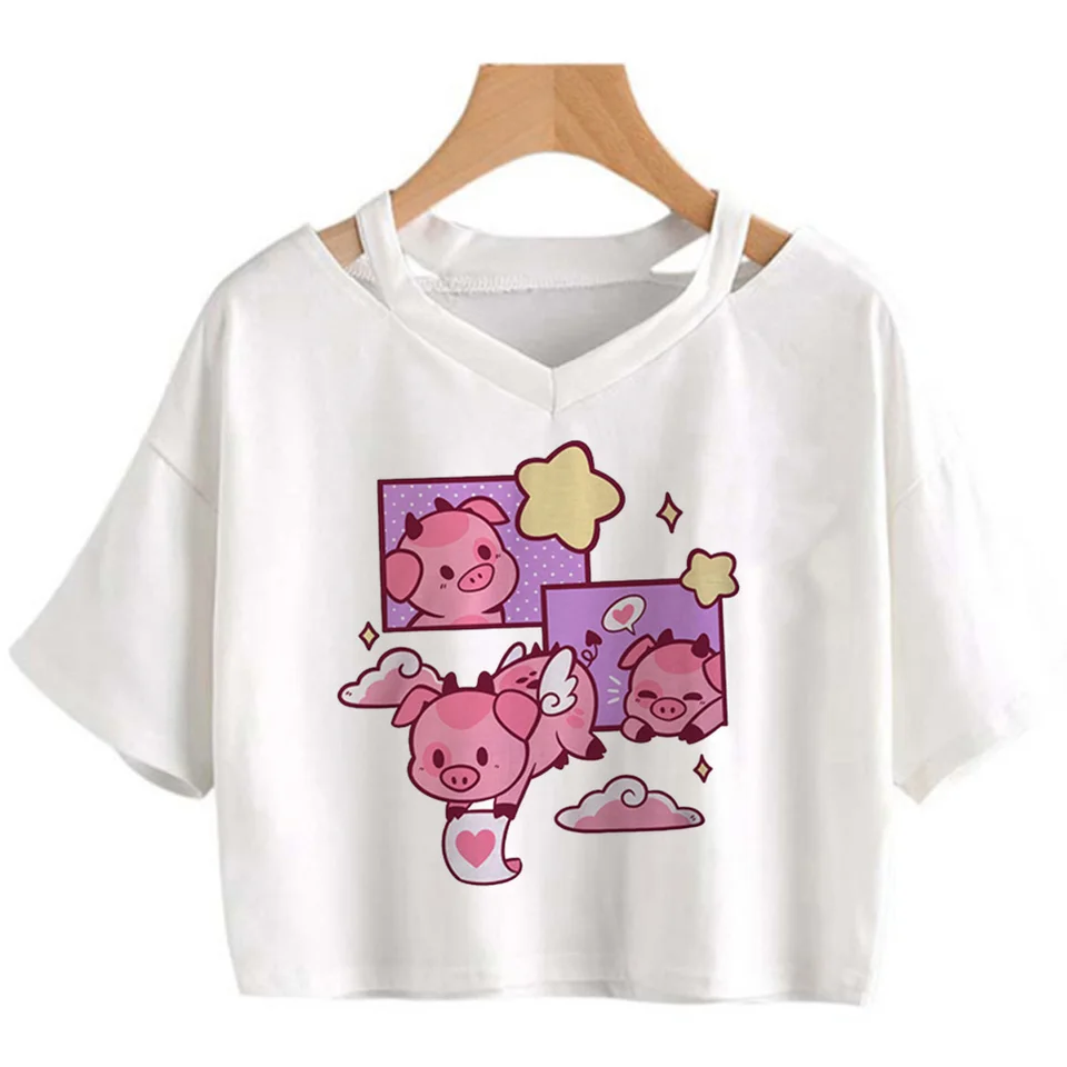 Ošípané 90. roky streetwear plodina Top žena estetické vintage grafické gotické oblečenie tričká