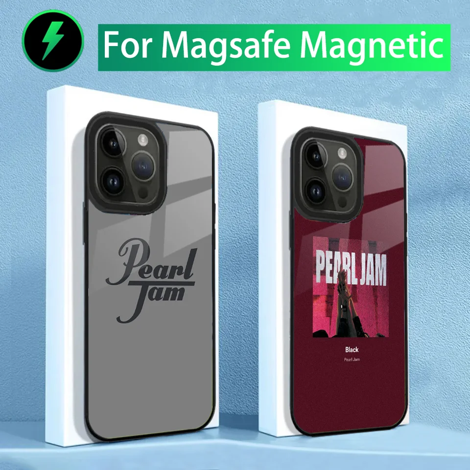 P-perl j-jam rockový telefónny puzdro pre iPhone 16,15,14,13,12,11, Plus, Pro, Max Mini Magsafe Magnetic Wireless nabíjanie