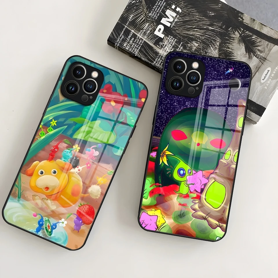 P-Pikmin 4 puzdro na herný telefón pre iPhone 15 Pro 14 13 12 11 Mini x xs xr max 6 8 plus SE 2020 Glass Design Cove