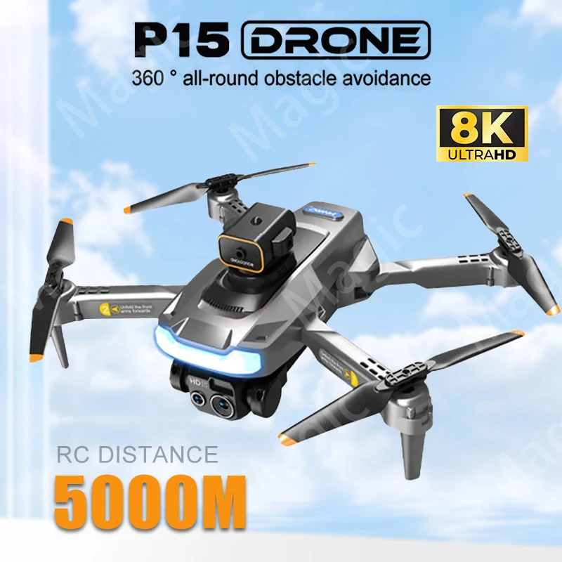 P15 RC GPS Dron bez kefy Motor 8k HD Optický tok Optický tok Lokalizácia Prekážky vyhýbanie sa Dronom Skladacie štvorkolky Boy Hračky