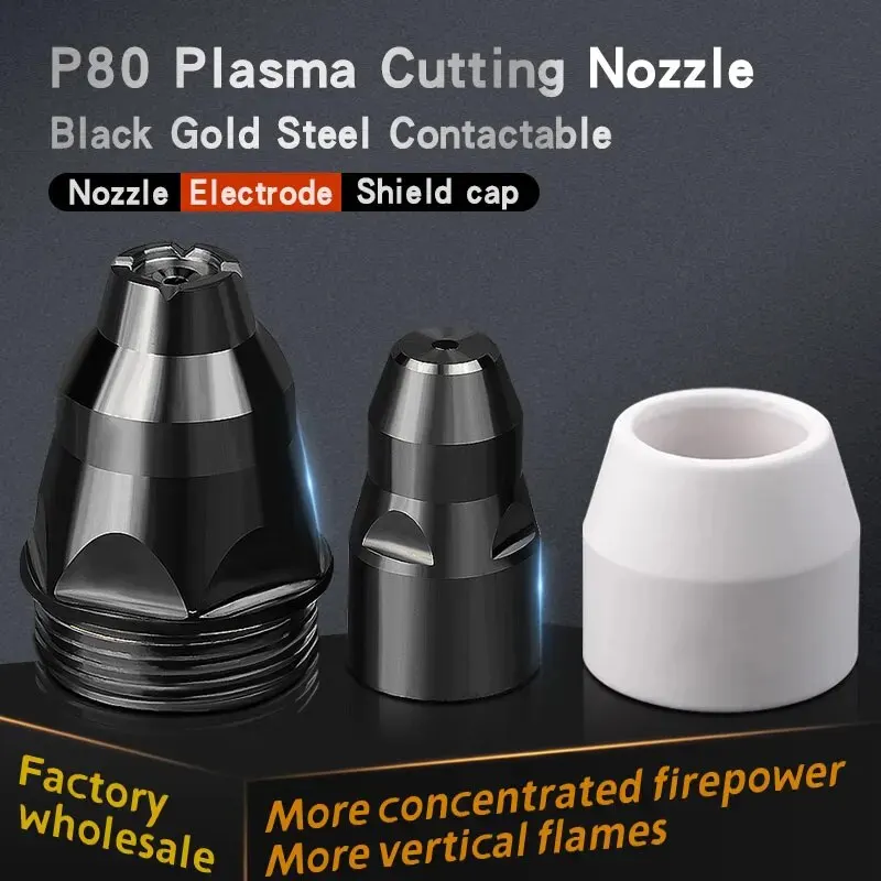 P80 Plazmová kontaktná elektróda Elektródová tryska na strihové strihové prístroje Čierne zlato oceľ Spotrebná špička 1,3/1,5/1,7 mm