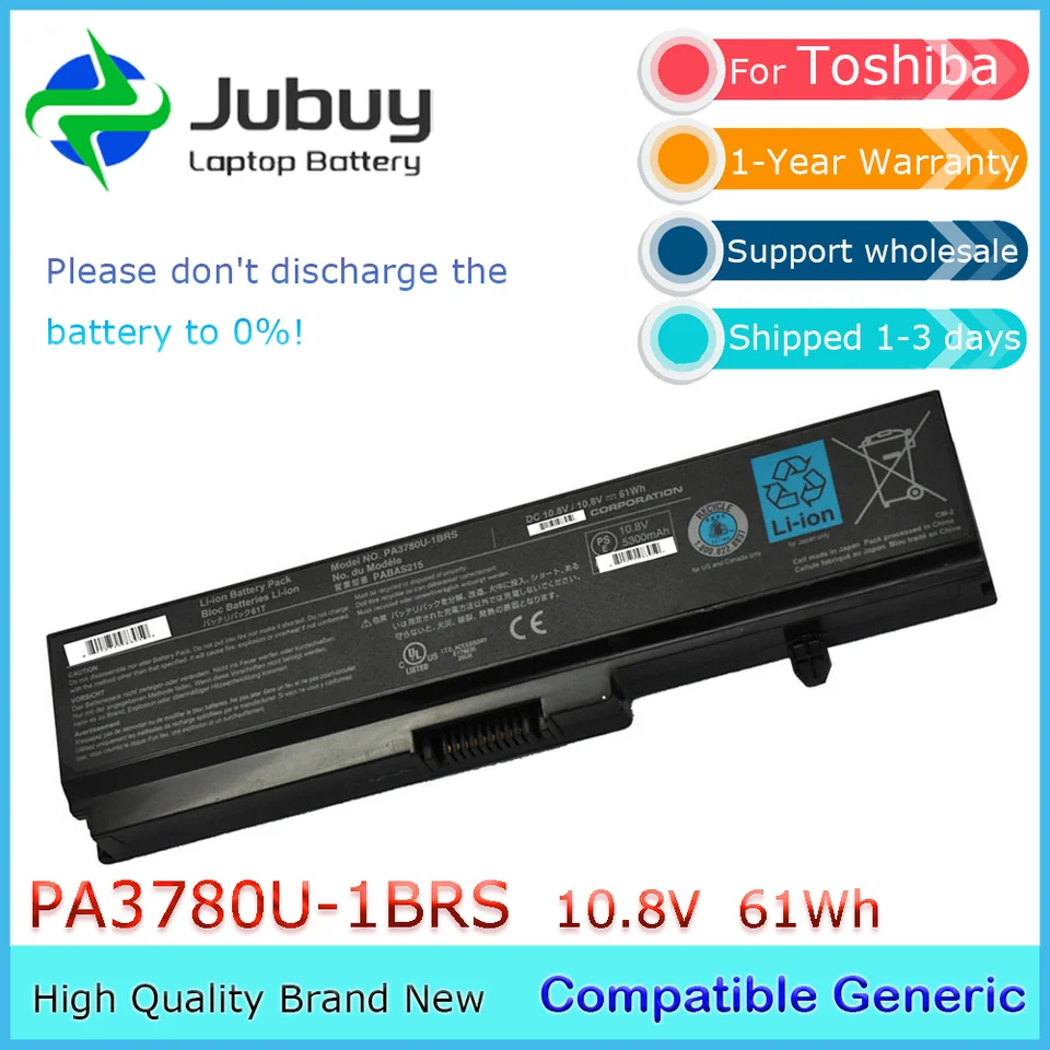 PA3780U-1BRS 10.8V 61WH Kompatibilná generická batéria laptop pre satelit Toshiba Pro T110 T112 T130 T131 T132 PABAS215