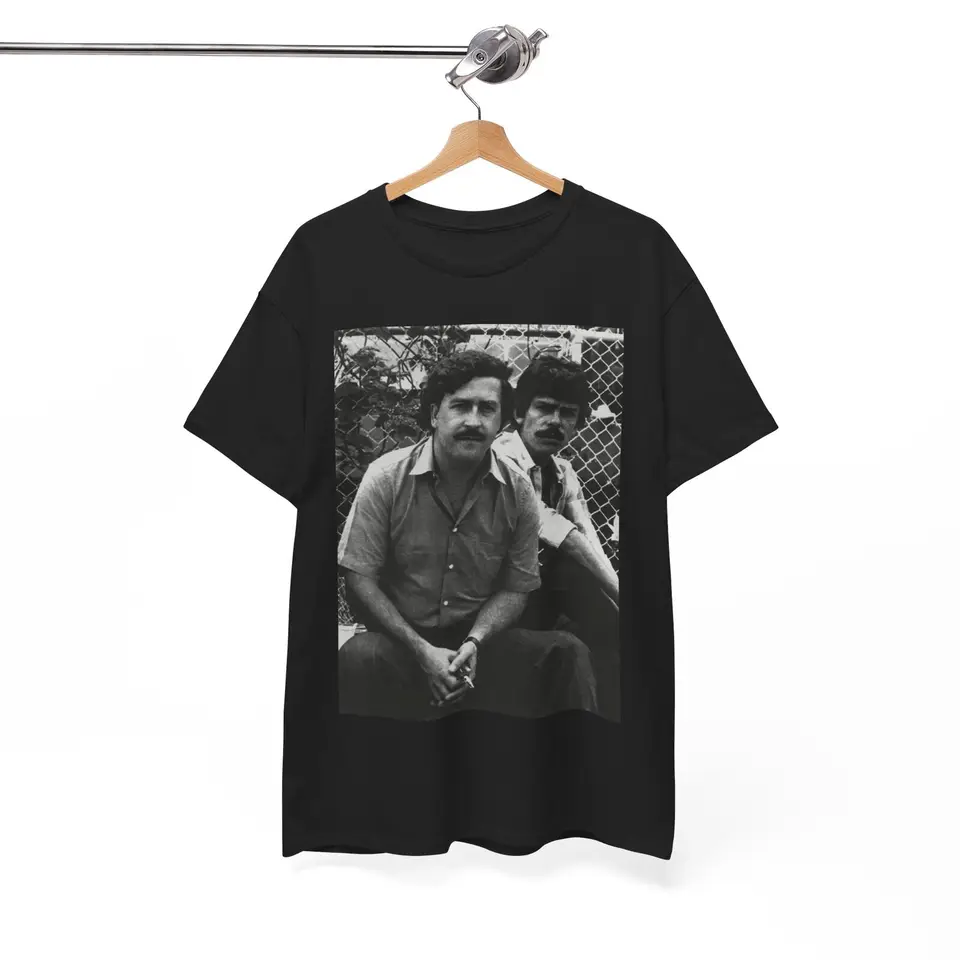 Pablo Escobar Tshirt Vintage Photo Columbia Retro Mexico Unisex Heavy Cotton Tee
