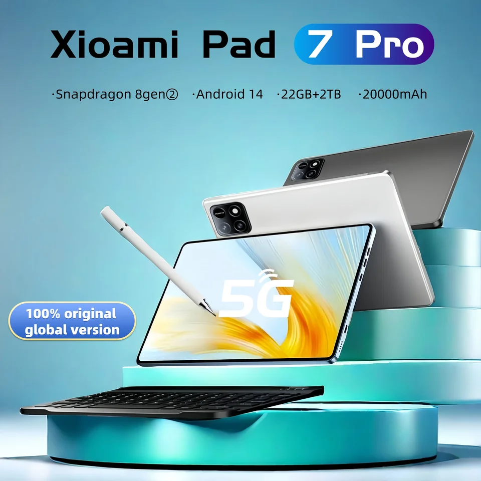 PAD 7 Pro Tablet 2025 Nový pôvodný MI 11inch Snapdrago 8Gen2 HD 4K Android 14 22 GB+2T 20000MAH 5G Dual SIM WiFi GPS Tablet PC