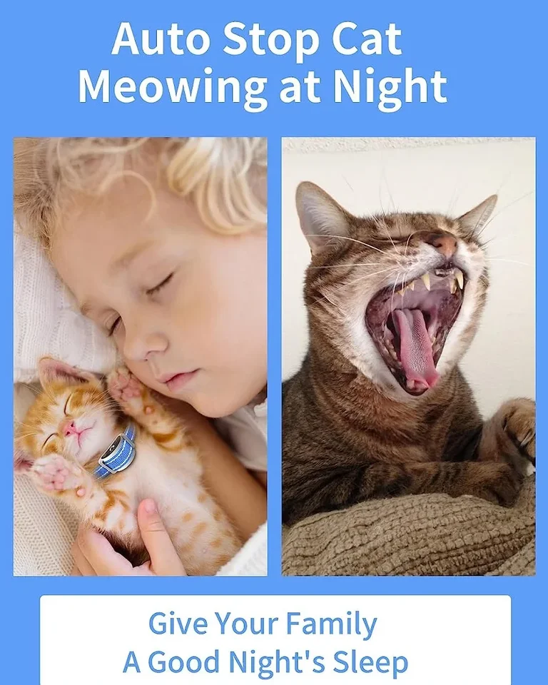 Paipaitek Cat Training Collar, Cat Shock Collar s diaľkovým ovládačom, Cat Stop Meowing Golier, diaľkové ovládanie/automatické anti-meow pre mačky