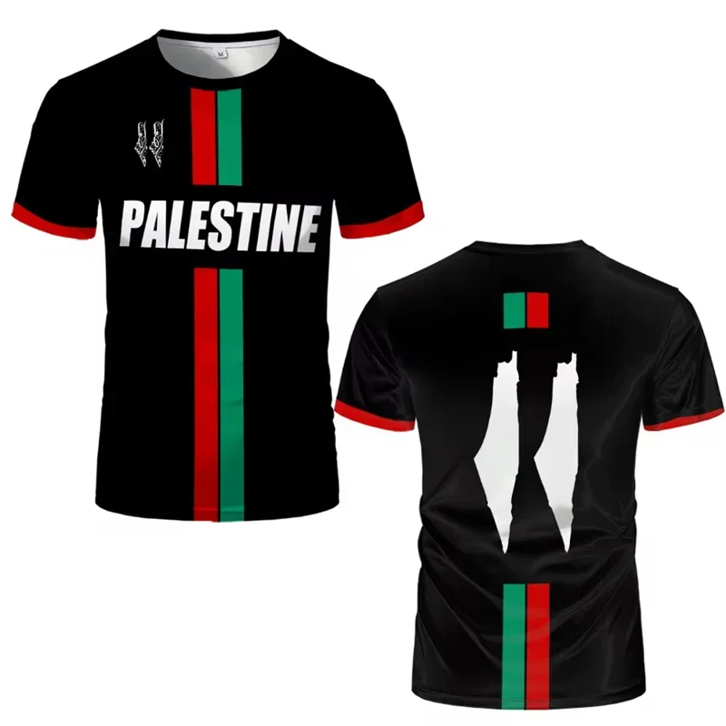 Palestína futbalové dresy tričká Dospelé a deti Light Luxusné digitálne tlačené futbalové uniformy letné pánske palestínske vlajky odpaliská