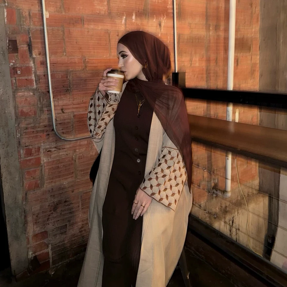Palestínska výšivka Mierne batwing rukávy otvorené abaya pre moslimské ženy, islamský kimono kaftan, dubaj hidžábský rúž, Ramadan Eid
