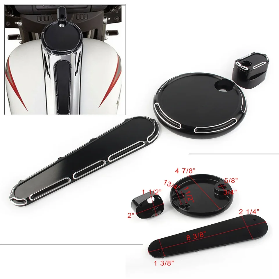 Palivová nádrž na motocykle Palivová nádrž na plynové dvere Dash Dash Vložka zapaľovacia čiapka pre Harley Touring FlHX Fltr FlHt a HD FL Trike 2008-2013