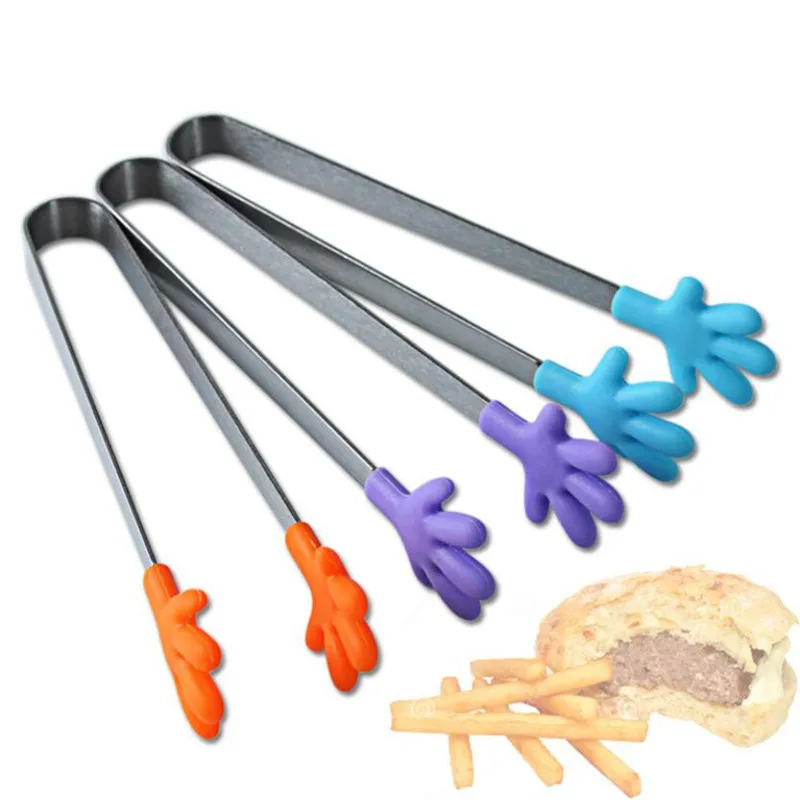 Palmový šalát servírovanie BBQ Tongs z nehrdzavejúcej ocele rukoväť Kreatívna ruka tvar kuchyn