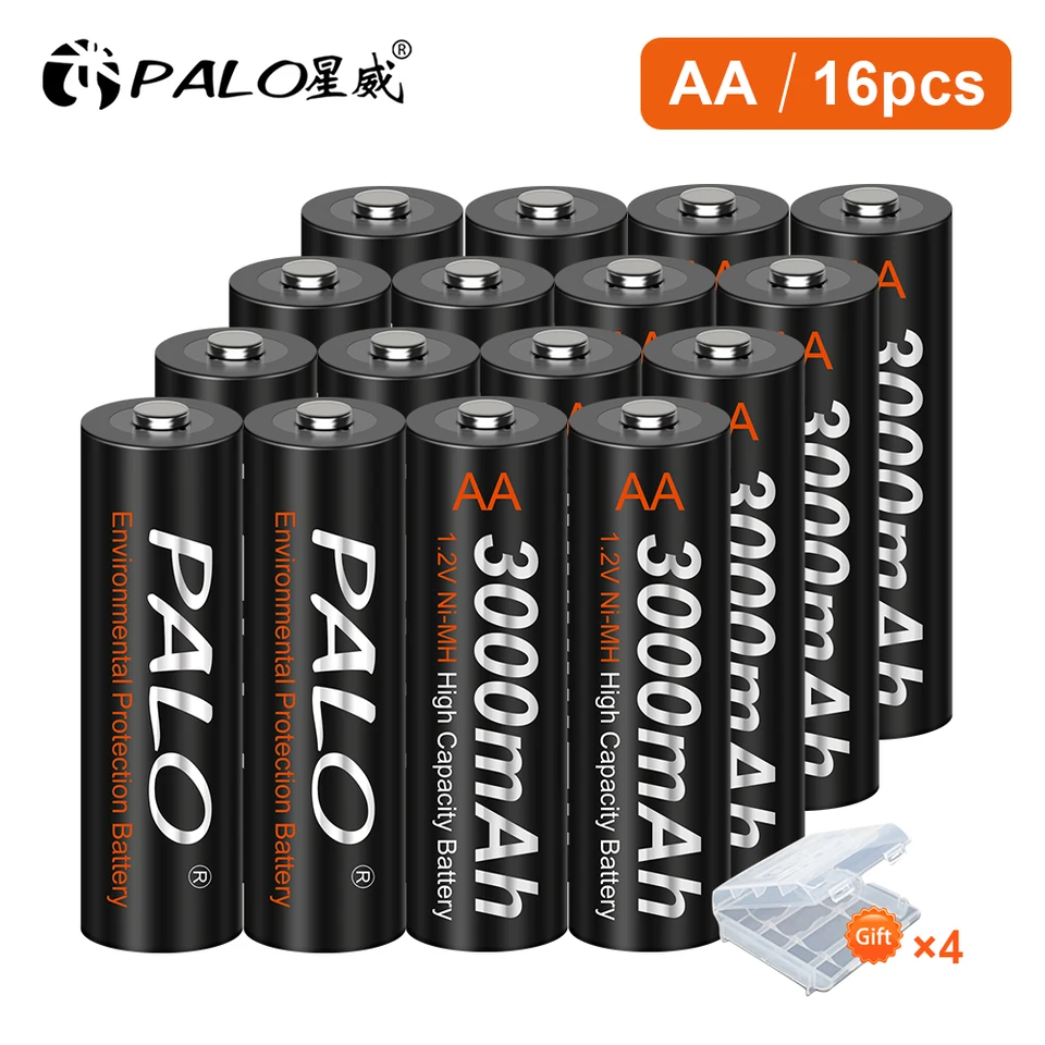 Palo 100% originálne 1,2 V NIMH AA Nabíjateľná batéria pre baterky na baterky