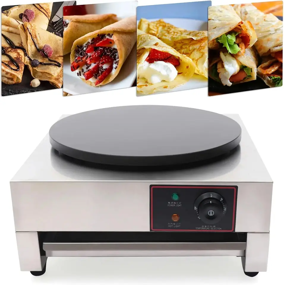 Pancake Electric Crepe Maker Pancake Schtroj s špachtľou, 122-572 ℉ Nastaviteľná teplota Non Stick Big Hotplate Griddle Crepe Pan pre K