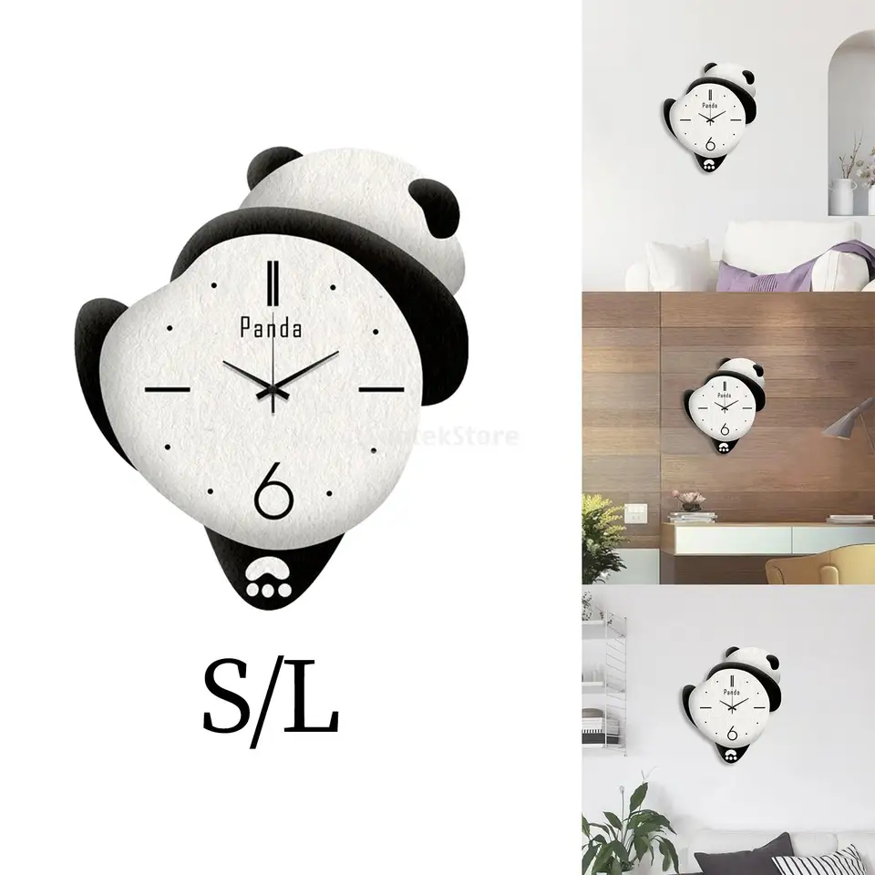 Panda dekor tiché nástenné hodiny dekoratívne hodiny rozkošná batéria ovládaná miestnosť módne módne kuchynské nástenné hodiny zametané pohyby
