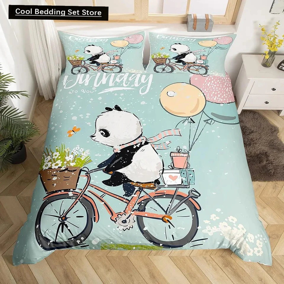 Panda King Full Bedidng Set Kids Romantické posteľné postieľky Sada karikatúrnych obliečkových obliečkov