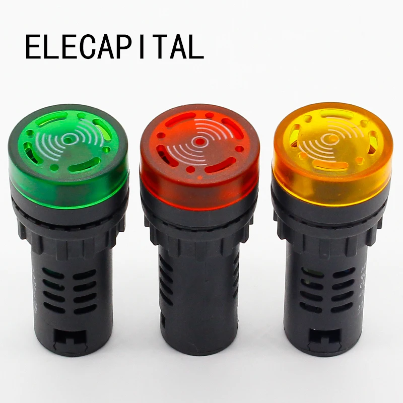 Panel Mount 22MM LED indikátor bzučiak 12v 24v 110V 220V LED bzučiak
