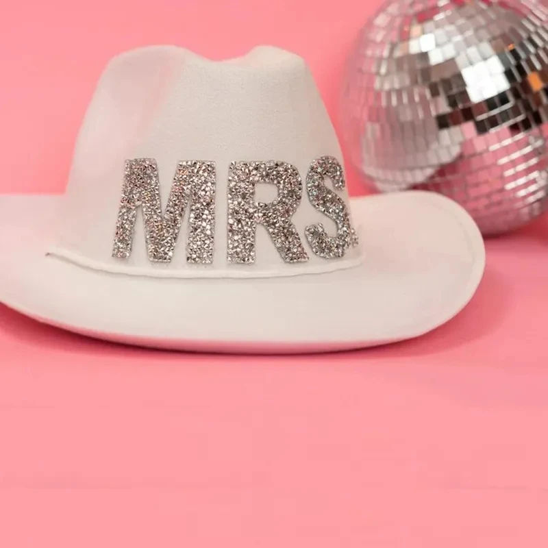 Pani Cowboy Hat Country Západný svadobný priestor Disco Cowgirl Bachelorette Hen Party Svadobná sprcha nevesta Posledná rodeo dekorácia darček