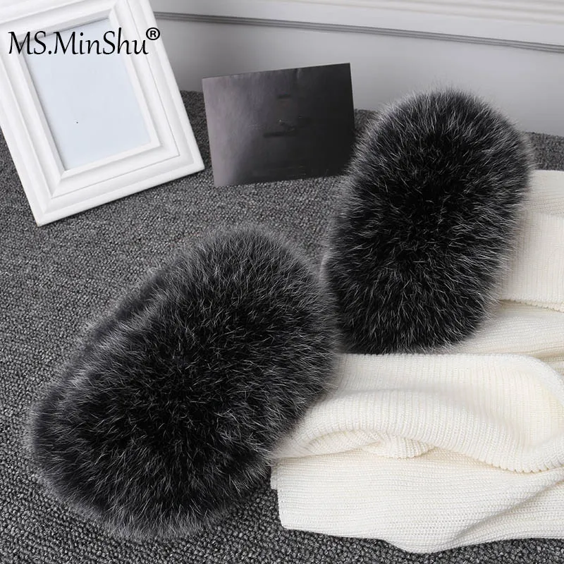Pani Minshu-Real Fox Cuffs pre ženy, 100% prírodné rukávy s kožušinami, teplá bunda, nadýchané kožušinové manžety, kabát
