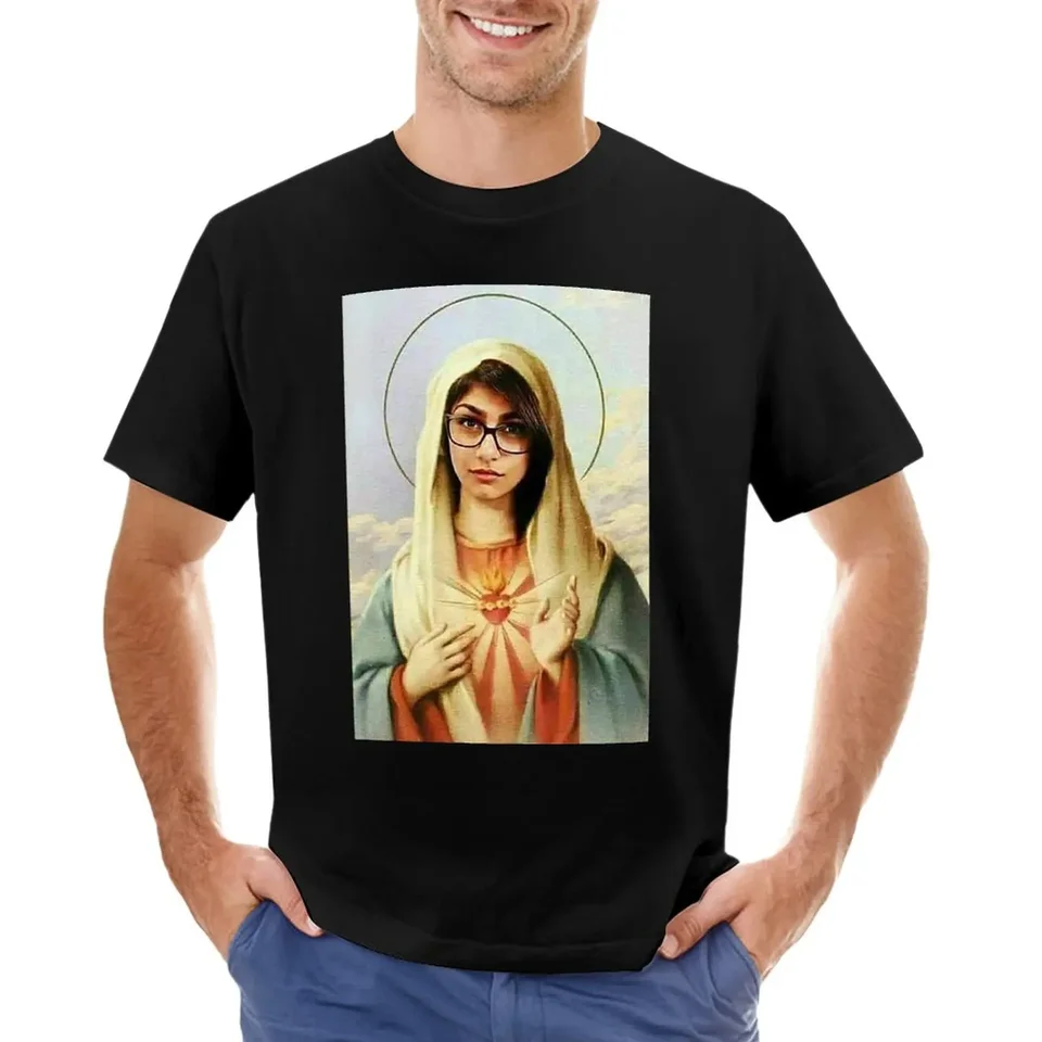 Panna Mary Mia Khalifa Stern Funny tričká blúzka Vintage oblečenie štíhle fit tričká pre mužov s krátkym rukávom okrúhly golier harajuku