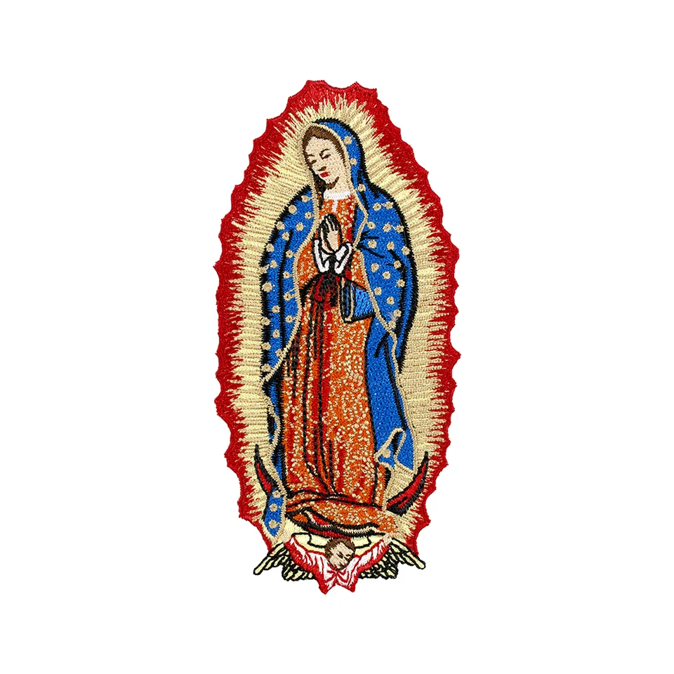 Panna Mária z Guadalupe vyšívacie záplaty katolicizmus mexické železo na odznakoch pre odevnú bundu