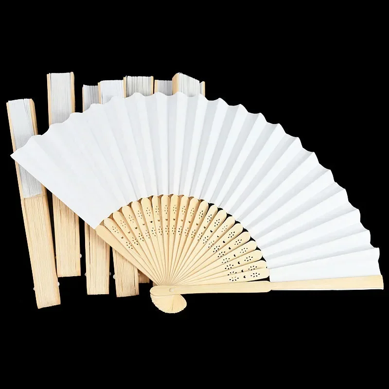 Papierový ventilátor biele prenosné dieťa maľba čínskych bambusových ventilátor