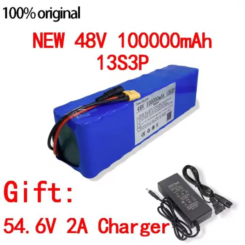Paquete de Batería de Iones de Litio 13S3P, 48V, 100 000 mAh, 100AH, 1000 W, CON BMS + Cargador de 54,6 V