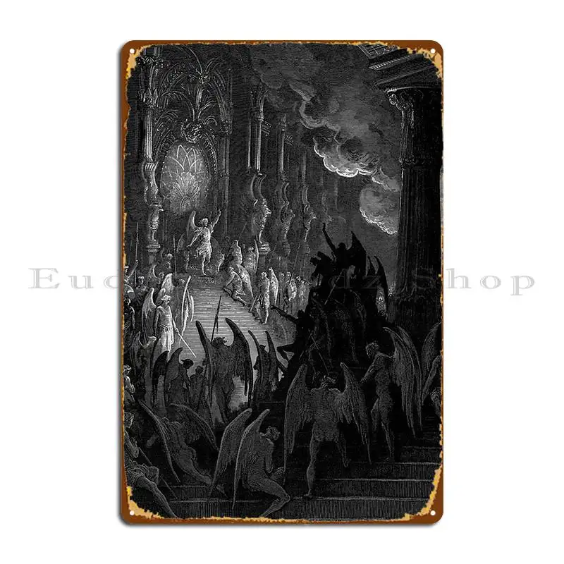 Paradise Lost Satan vezme svoj trón v pekle Gustave Dore Metal Garage Creation Decoration Pub Club Plager Plagát
