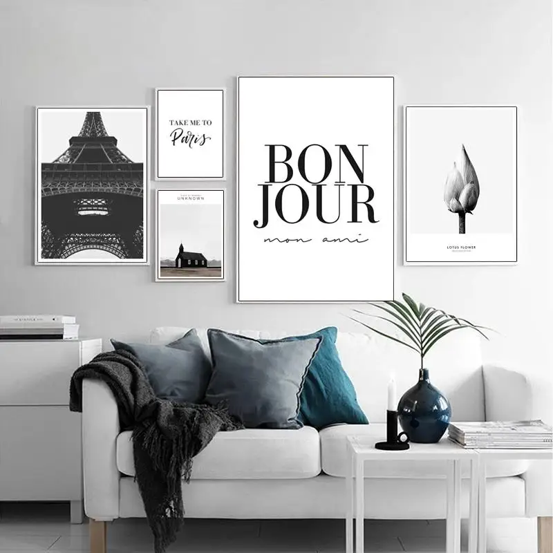 Paris Tower Landscape Canvas Art s francúzskymi úvodzovkami
