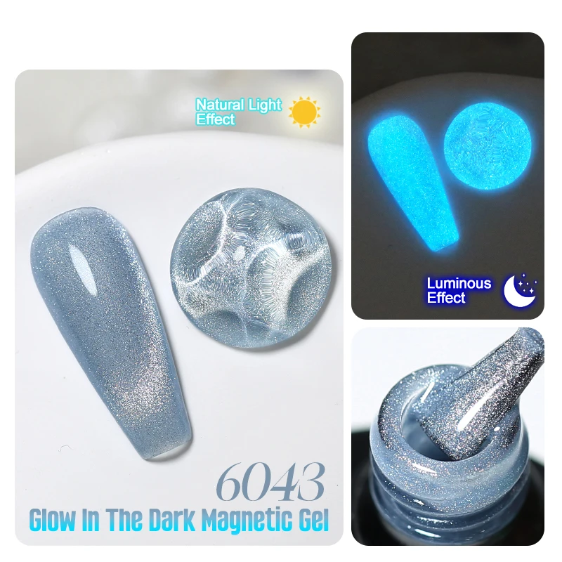 Parkson 6 farby žiaria v tmavom magnetickom géli lak na nechty Luminát reflexné mačacie očné gél Neon UV LED LED polotrvá