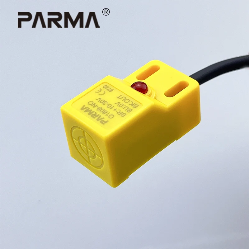 Parma Q18 Series Square Induktívna induktívna proximita snímača Premium Typ Sensing Vzdialenosť 8 mm IP67 10-30VDC 3-vodičový NPN PNP