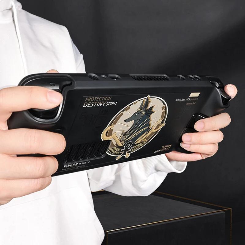 Parná paluba OLED Cool Black Egypt Anubis Hard PC Console Cover Ochranta proti škrabaneckému skĺzavému puzdra pre parnú palubu