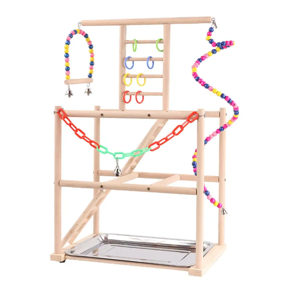 Parrot detské ihrisko Bird Play stojan Drevené papagáj Perch Playstand Bird Play Gym Stand For Lovebirds Cockatoo Macaw Training Toy