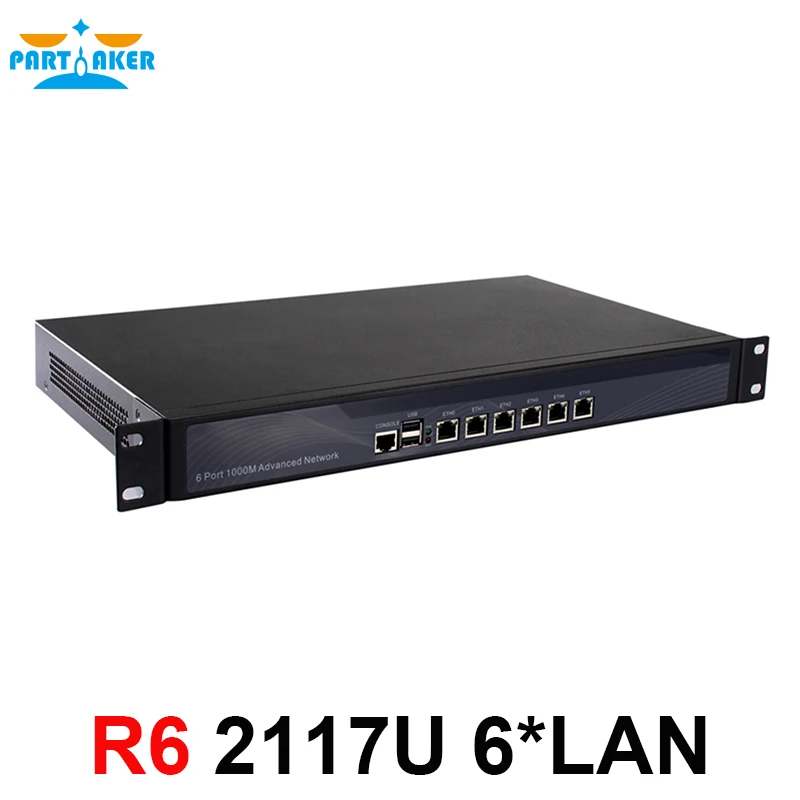 Partaker R6 Intel 1037U Dual Core 1,8 GHz 1U Rack Ears Case Hardware Firewall so 6* Intel 82583V Gigabit Ethernet