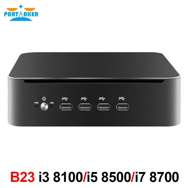 Partakera Intel Core i7 8700 i5 8500 i3 8100 Gaming Mini PC Win10 Desktop Computer Gaming PC Nettop Barebone HTPC UHD 630 WiFi