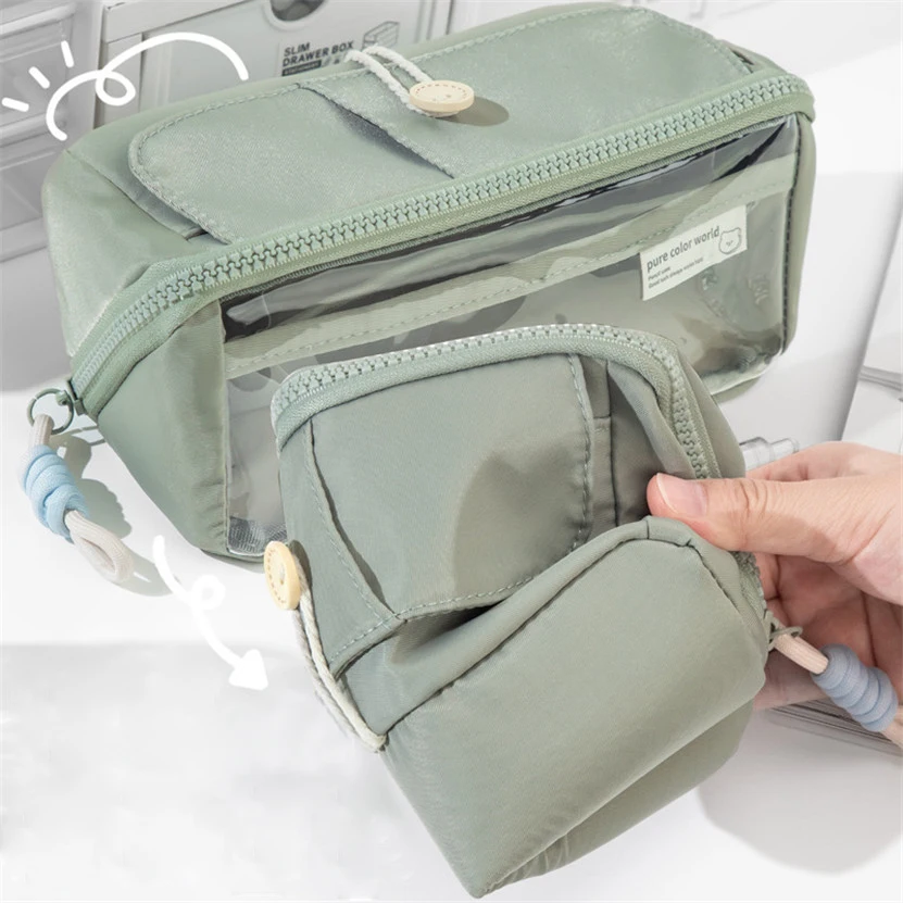 Pase Pase Box Transparent LaPicera estuche escolar 3 compartimientos veľké personálne vrecká vrecka Piornik Kalemlik estetika
