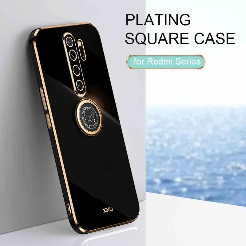 Pase Pase Držiteľ prsteňa Držiteľ telefónu zapnutý pre Xiaomi Redmi Note 8 Pro 2021 Nová poznámka8 8Pro Luxusný pokrývka mäkkých silikónových stojanov