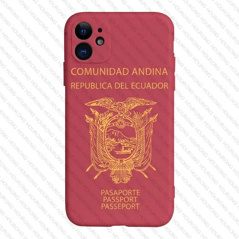 Pase Passport Cover Ekvádor pre iPhone 16 15 14 Pro Max 13 12 11 Mini x xs xr 7 8 6s plus SE