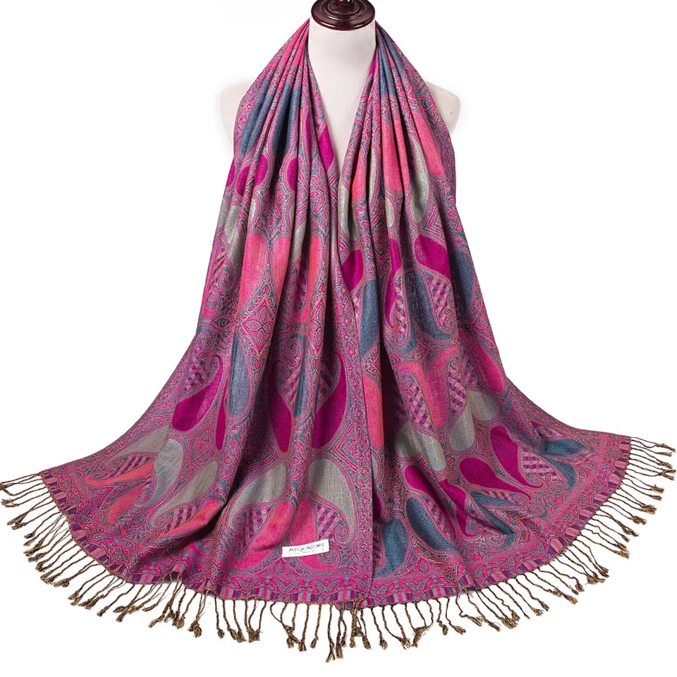 Pashmina hodvábna viskóza Cashmere zmiešaná paisley ukradnutá šatka šál Shawl Stylish Stylish Light Light Light Luxus pre ženy 70x200