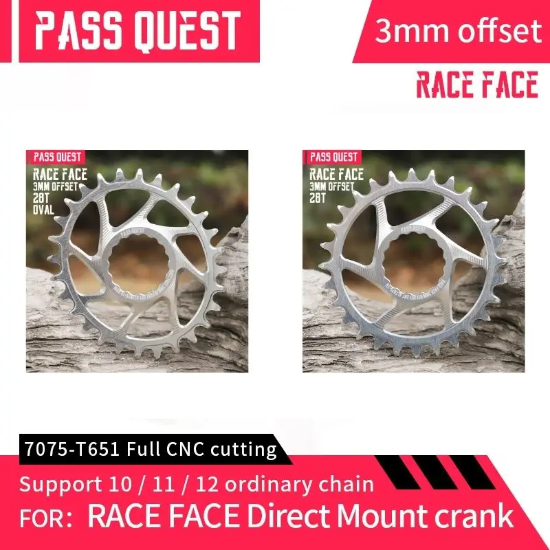 Pass Quest 28-38T 3 mm ofset Direct Mount MTB Mountain Bike Raining Strieborné úzke široké koleso Forraceface Bicycle Crankset