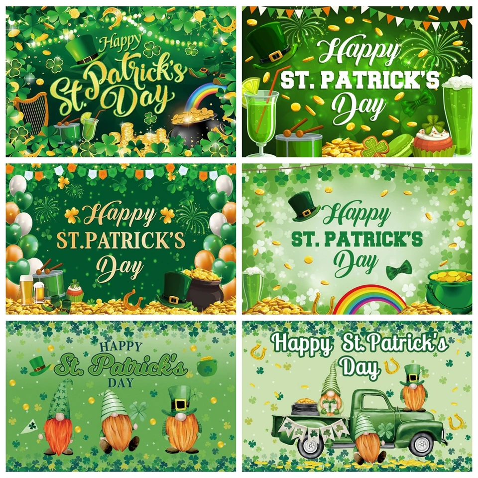 Patrick's Day Backdrop Spring Lucky Green Shamrock Rainbow Gold Coin Party pre dospelých
