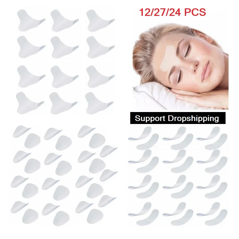 Patríky na prelomenie pásky z tváre proti vráskam 12/27/24 PCS Face Care Care Zdvih pásky v tvare V tvare čelných línií make-upu vrásky
