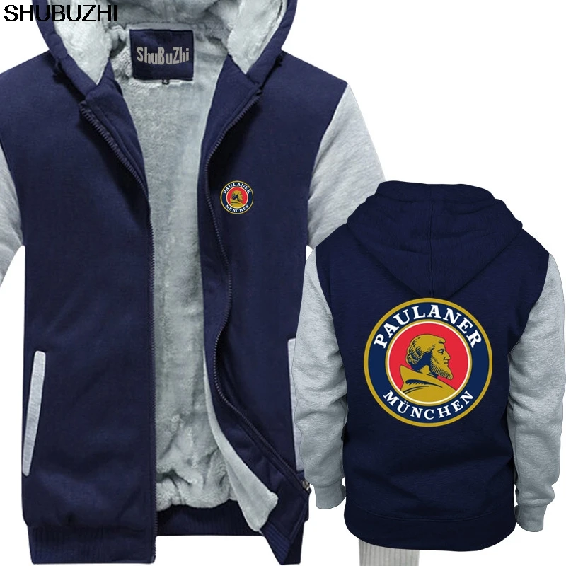 Paulaner Munchen Nemecké pivo nápoj alkohol Warm Coat Men Zimná bunda mužské kapucňa Cotton Classic SBZ339