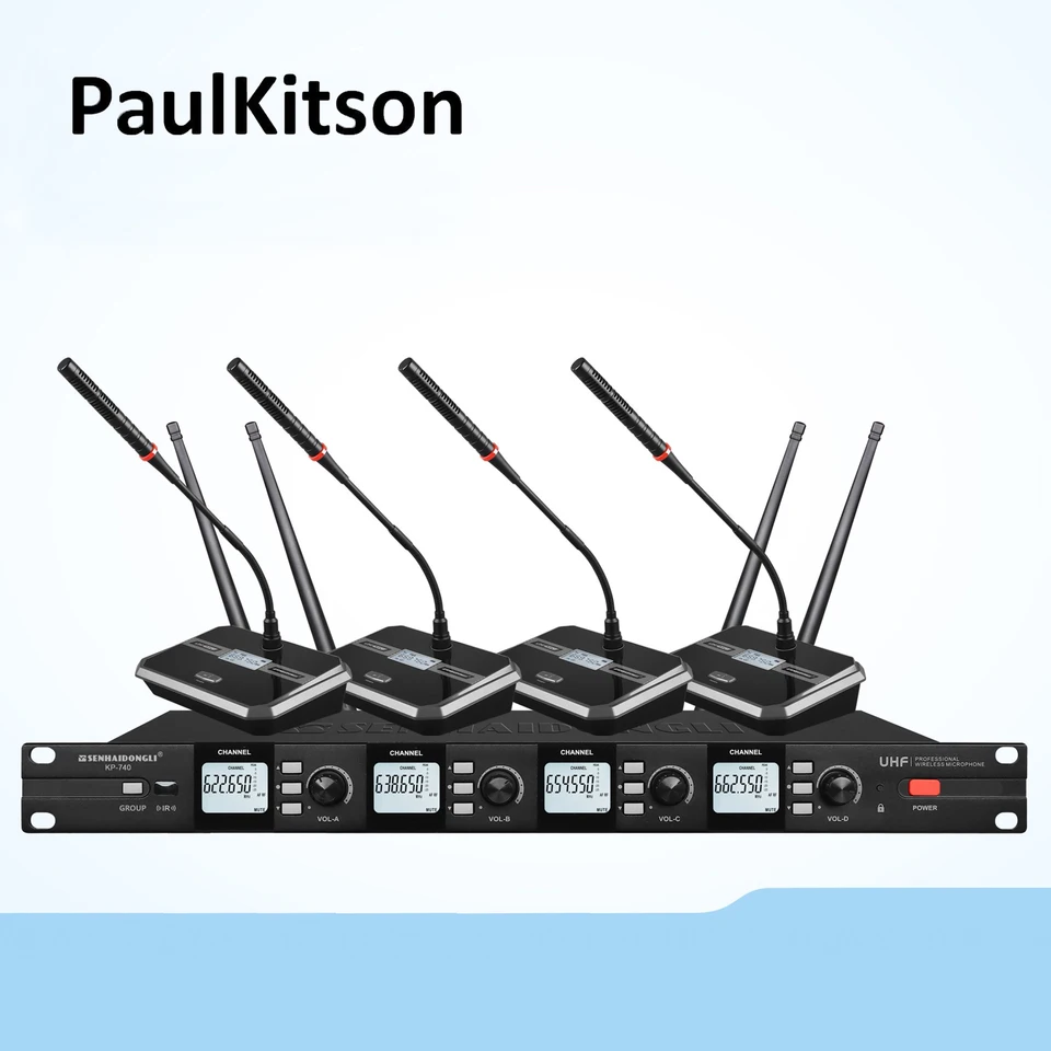 Paulkitson KP740 UHF Profesionálny digitálny mikrofón 4 Digitálny mikrofón 4 Kanál Conference Mic Gooseneck Microfón na stretnutie