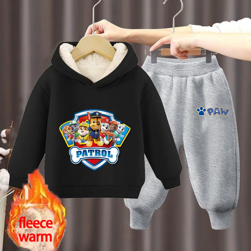 Paw Patrol Child Winter Cloths Pants Set Chase Skye Boys Dievčatá Cashmere Mikiny srdečné pohodlné darčeky narodeninovej oslavy Vogue