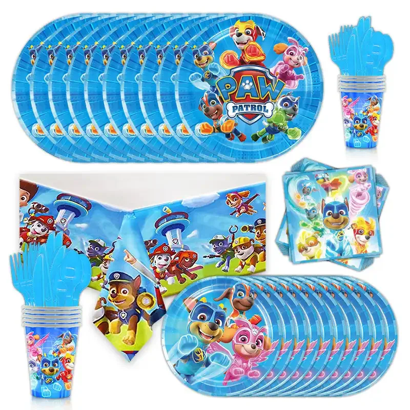 Paw Patrol narodeninová oslava darček Skye Boys Dodávky Dodávky Deti uprednostňujú papierové riadové fólie Ballon Plate Cup Table Accessorie