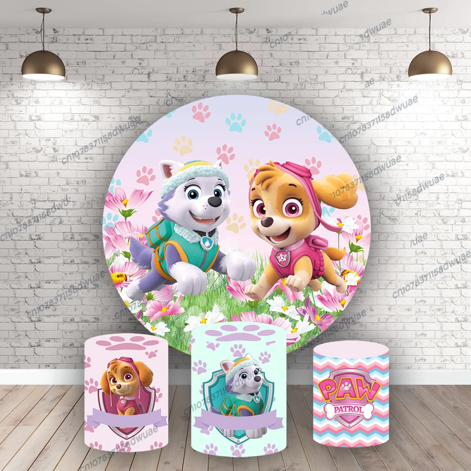 Paw Patrol Narodeninová oslava Photo pozadia kolo a valcový obal