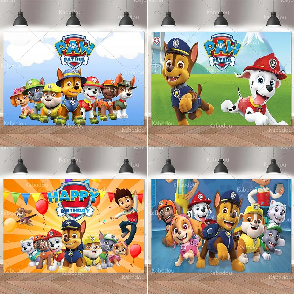 Paw Patrols Pozadie Boys Boys Kid Narodeninová oslava dekorácie Karikatografia Photografia pozadie Banner plagát pre bábätká Štúdio Prop