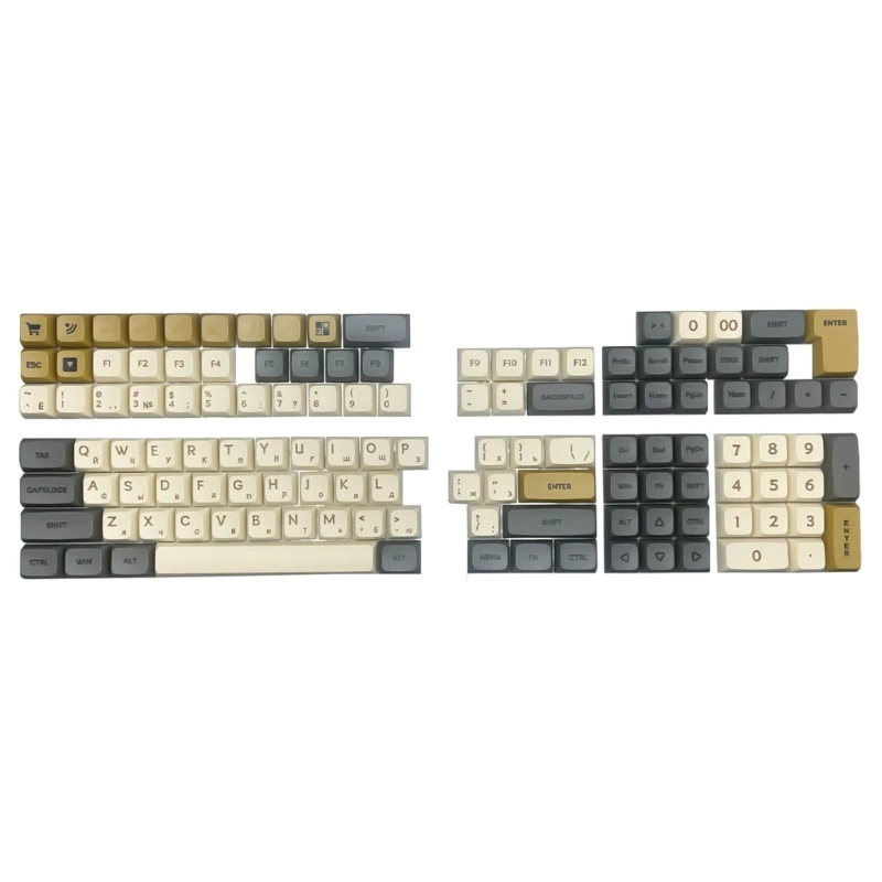 PBT Ruský jazyk XDA výška kľúče pre kľúče pre 75/87/98/104/108 Klávesnica XDA Výška kľúča set s sublimačnými tlačmi