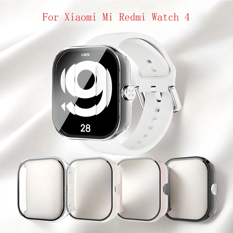 PC puzdro+sklo pre Xiaomi Redmi Watch 4, Temperované sklenené protiskratiny Filmový nárazníkový kryt pre Redmi Watch 4.