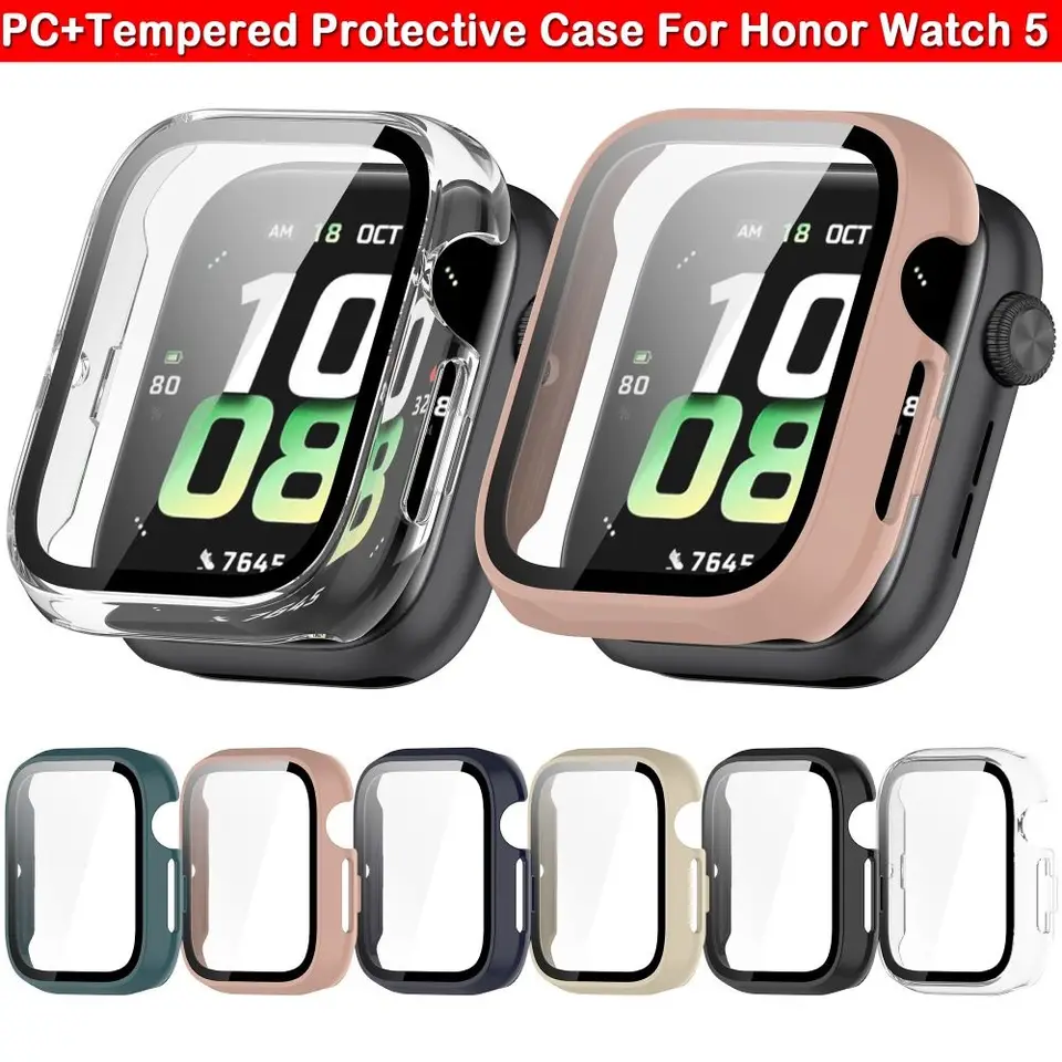 PC+Temperované ochranné puzdro Úplné pokrytie Chránič obrazovky s nárazníkmi proti štrbine pre Honor Watch 5 Smart Watch Accessories