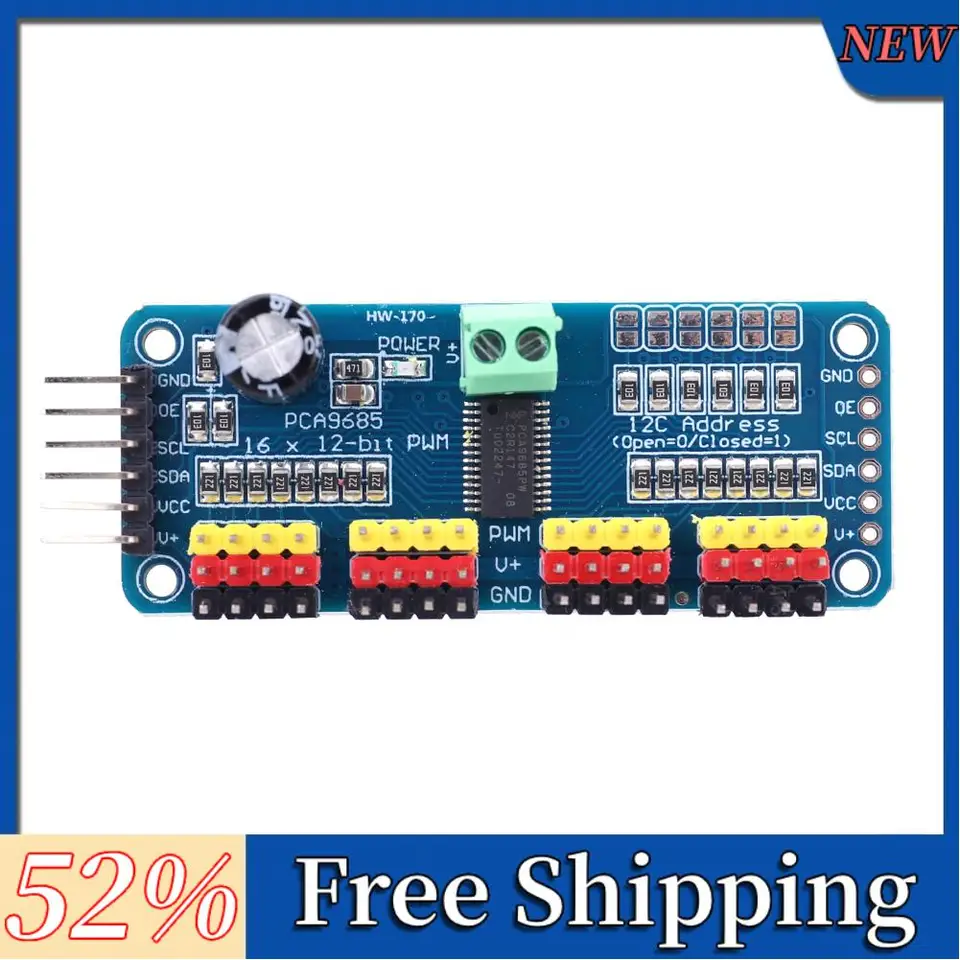 PCA9685 Robot Controller IIC rozhranie 16 kanál 12-bitové dosky ovládača Servo Motor PWM pre Arduino Robot/ Raspberry Pi